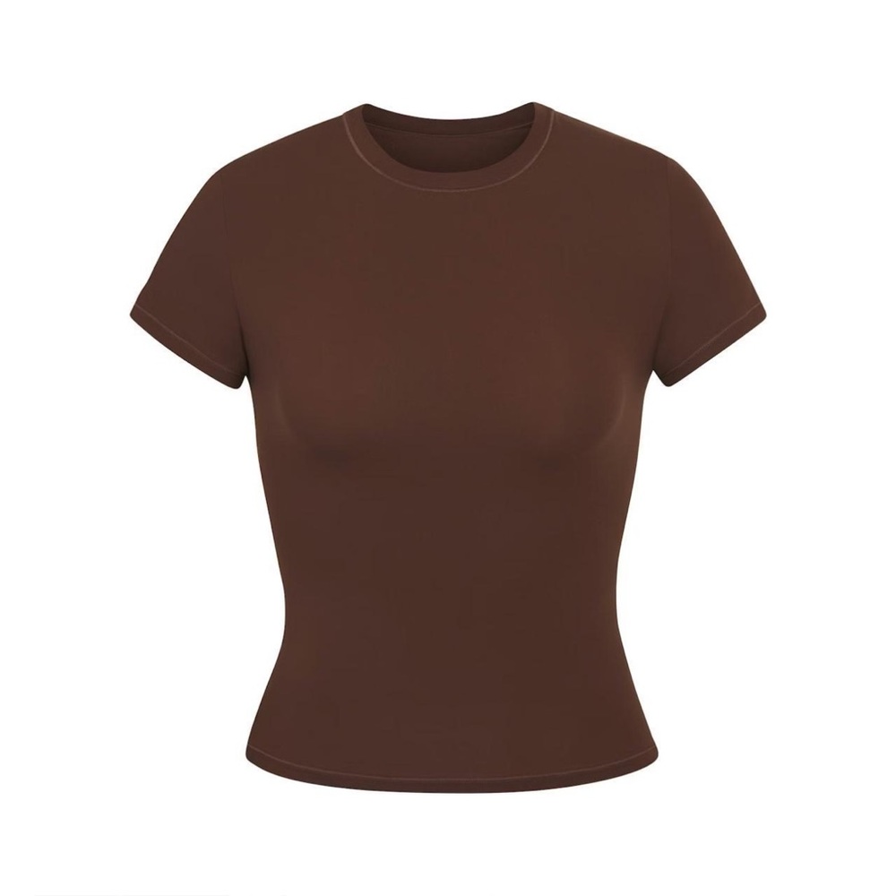 SKIMS Fits Everybody Short Sleeve T-Shirt Cocoa Brown Sz Medium